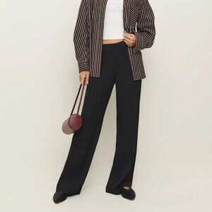 Reformation Hallie Mid Rise Pant Black - Size 6